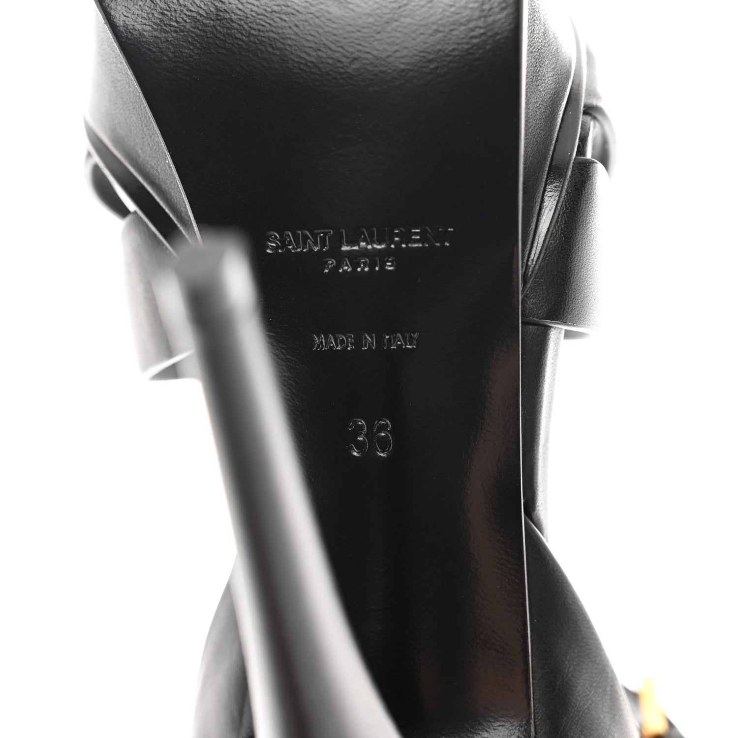 Saint Laurent Calfskin Tribute 105 Platform Sandals 36 Black 6 of 9