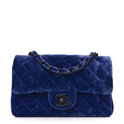 Chanel Velvet Quilted Mini Rectangular Flap Dark Blue 1 of 11