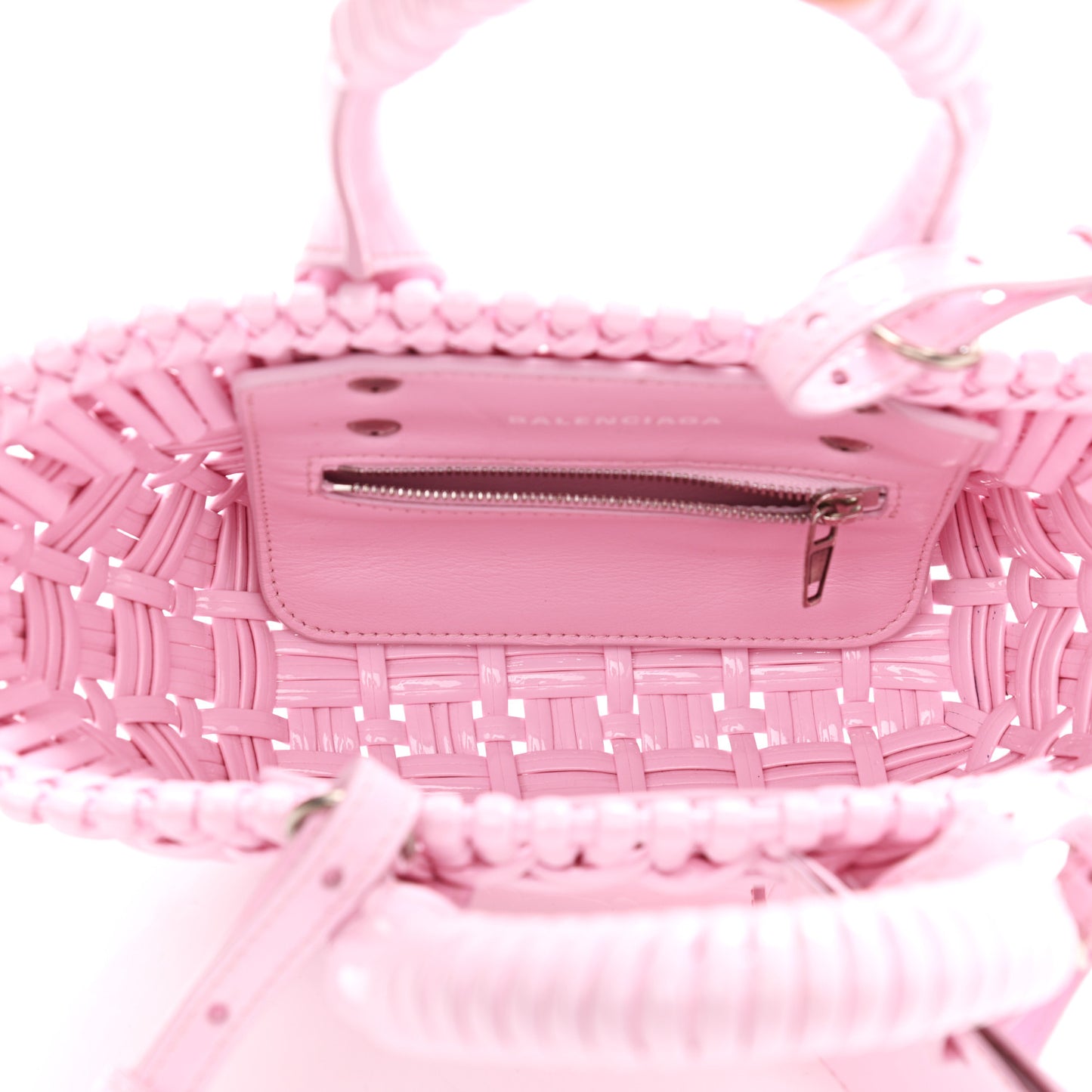 Faux Calfskin Braided Varnished XXS Bistro Basket Candy Pink