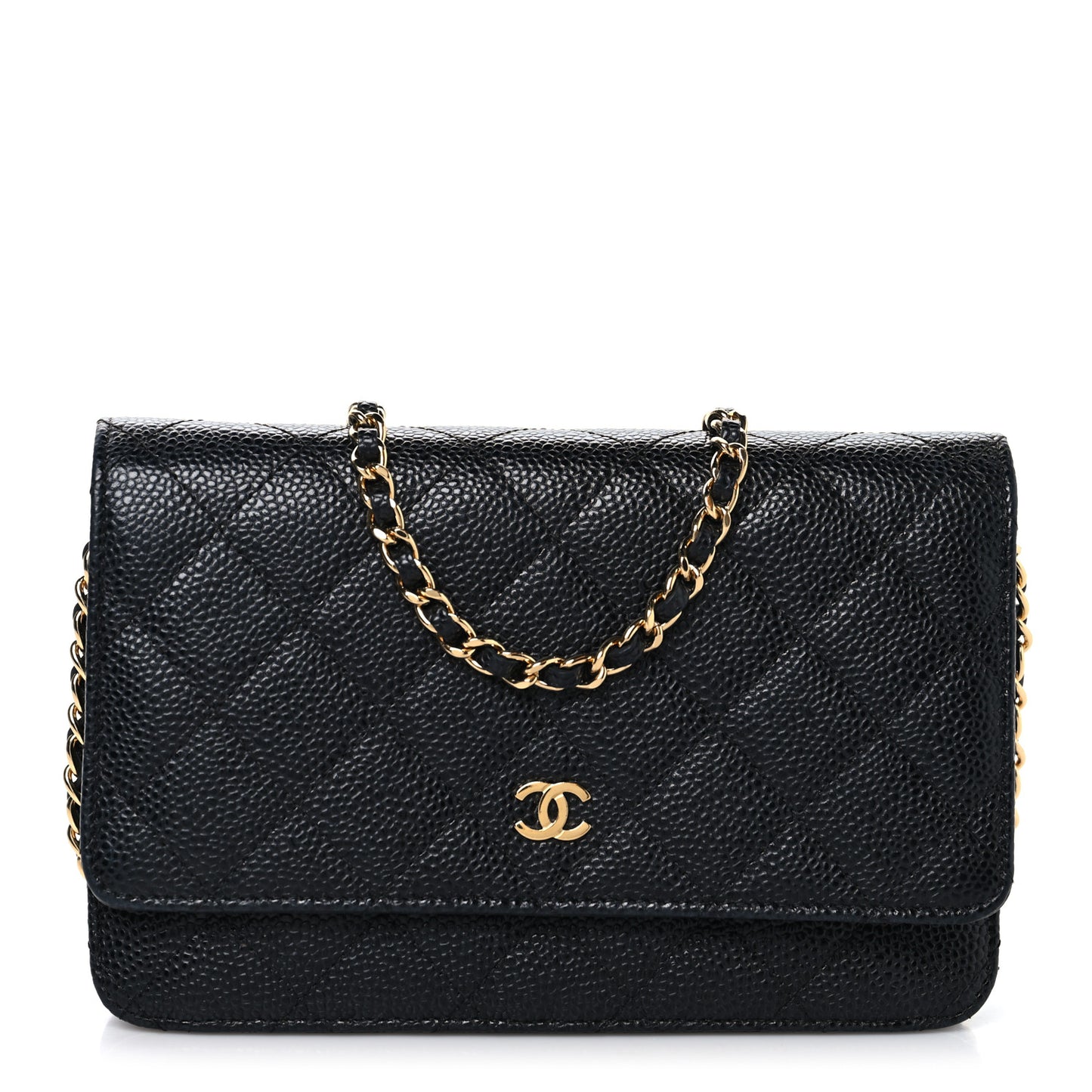 Caviar Quilted Wallet On Chain WOC Black