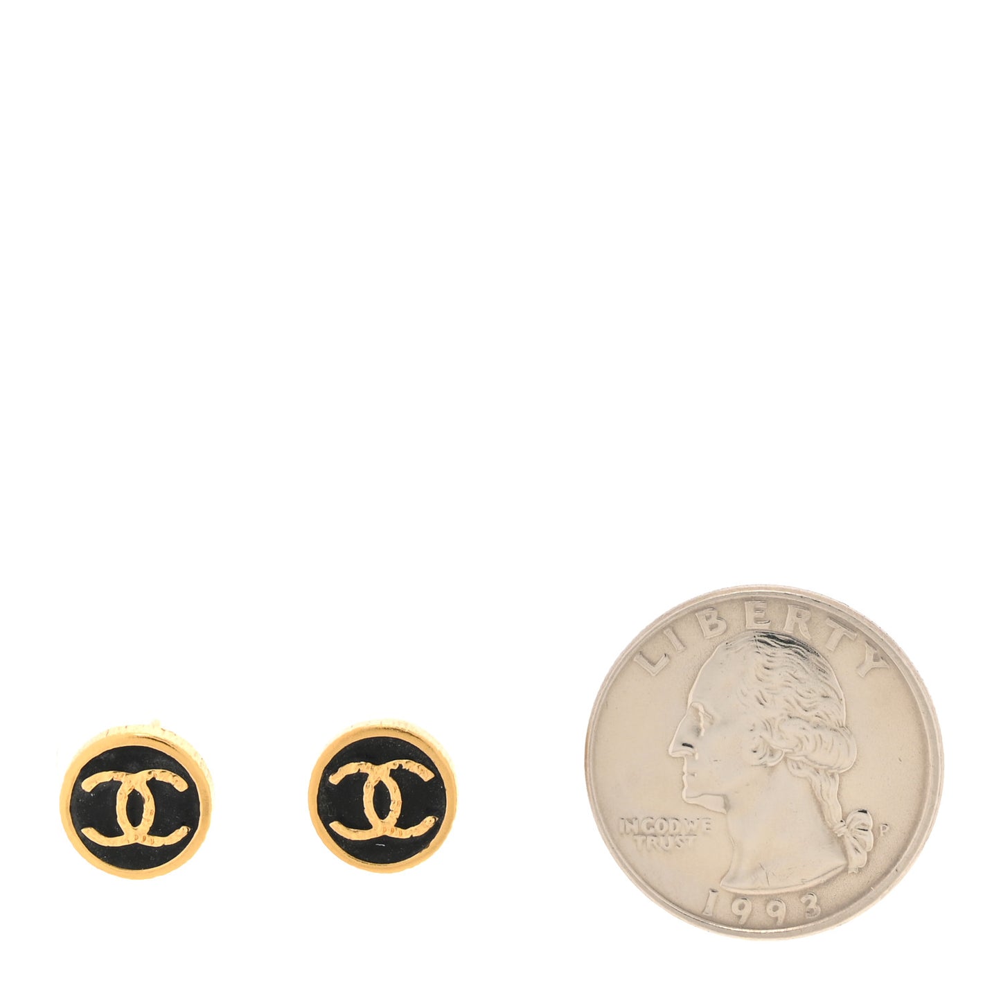 Resin CC Round Earrings Gold Black
