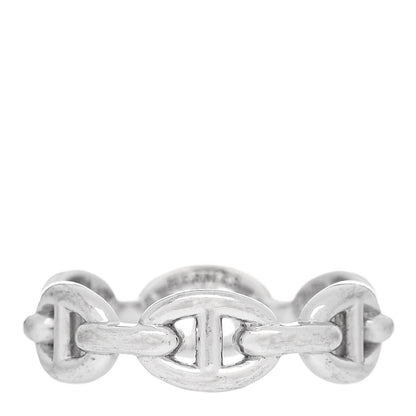 Hermes 18K White Gold PM Chaine d'Ancre Enchainee Band Ring 54 6.75 1 of 6