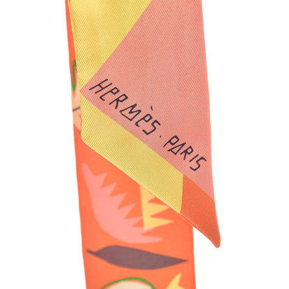 Hermes Silk Sea Surf and Fun Twilly Orange Jaune Camel 4 of 8
