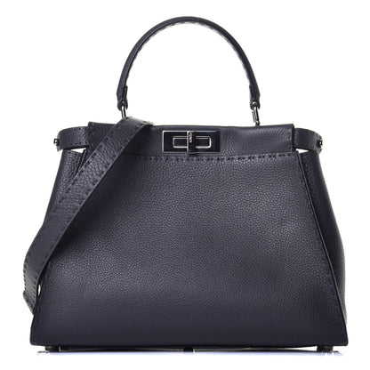 Fendi Cuoio Romano Selleria Bi-Color Medium Peekaboo Iconic Satchel Asfalto Latte 1 of 9