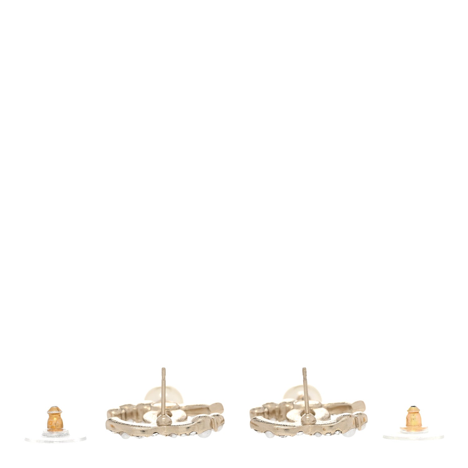 Chanel Crystal Pearl CC Drop Earrings Gold Pearly White 3 of 6