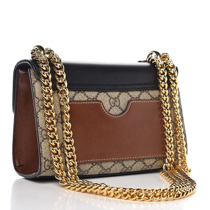 Gucci GG Supreme Monogram Calfskin Small Padlock Shoulder Bag Beige Black Cuir 3 of 8