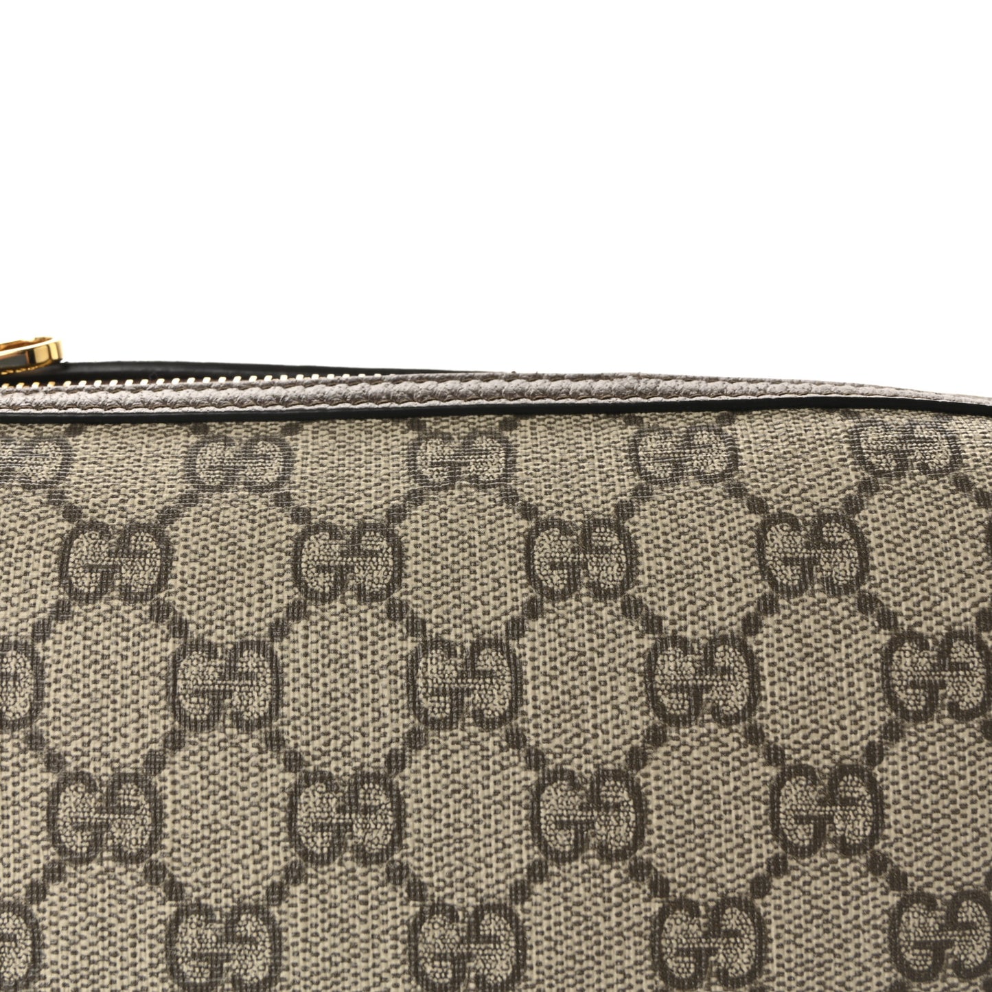 GG Supreme Monogram Textured Calfskin Web Super Mini Ophidia Shoulder Bag Beige Ebony New Acero