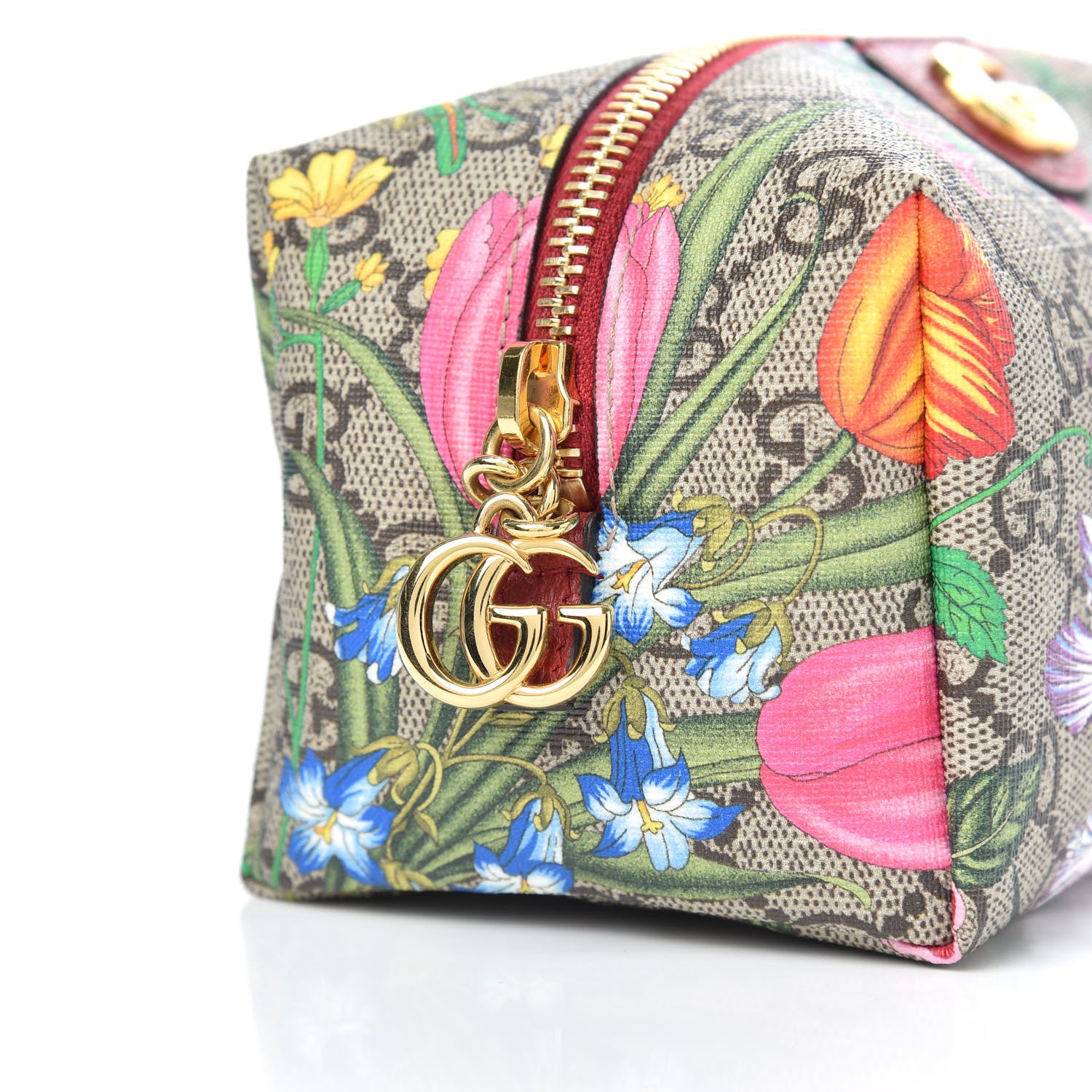 Gucci Soft GG Supreme Monogram Flora Calfskin Medium Ophidia Cosmetic Case Beige Ebony Multicolor Rosso 8 of 10
