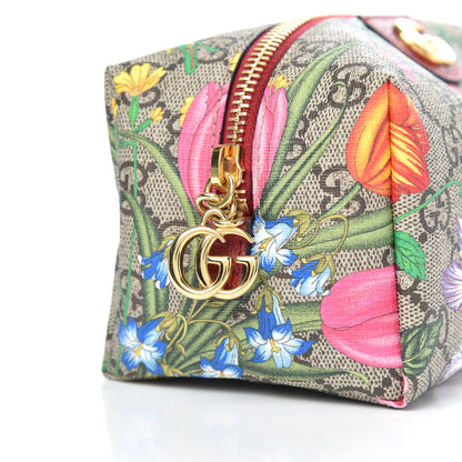 Gucci Soft GG Supreme Monogram Flora Calfskin Medium Ophidia Cosmetic Case Beige Ebony Multicolor Rosso 8 of 10