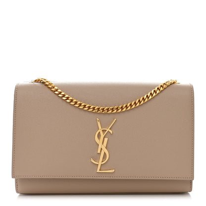 Saint Laurent Grain De Poudre Medium Monogram Kate Satchel Dark Beige 1 of 10