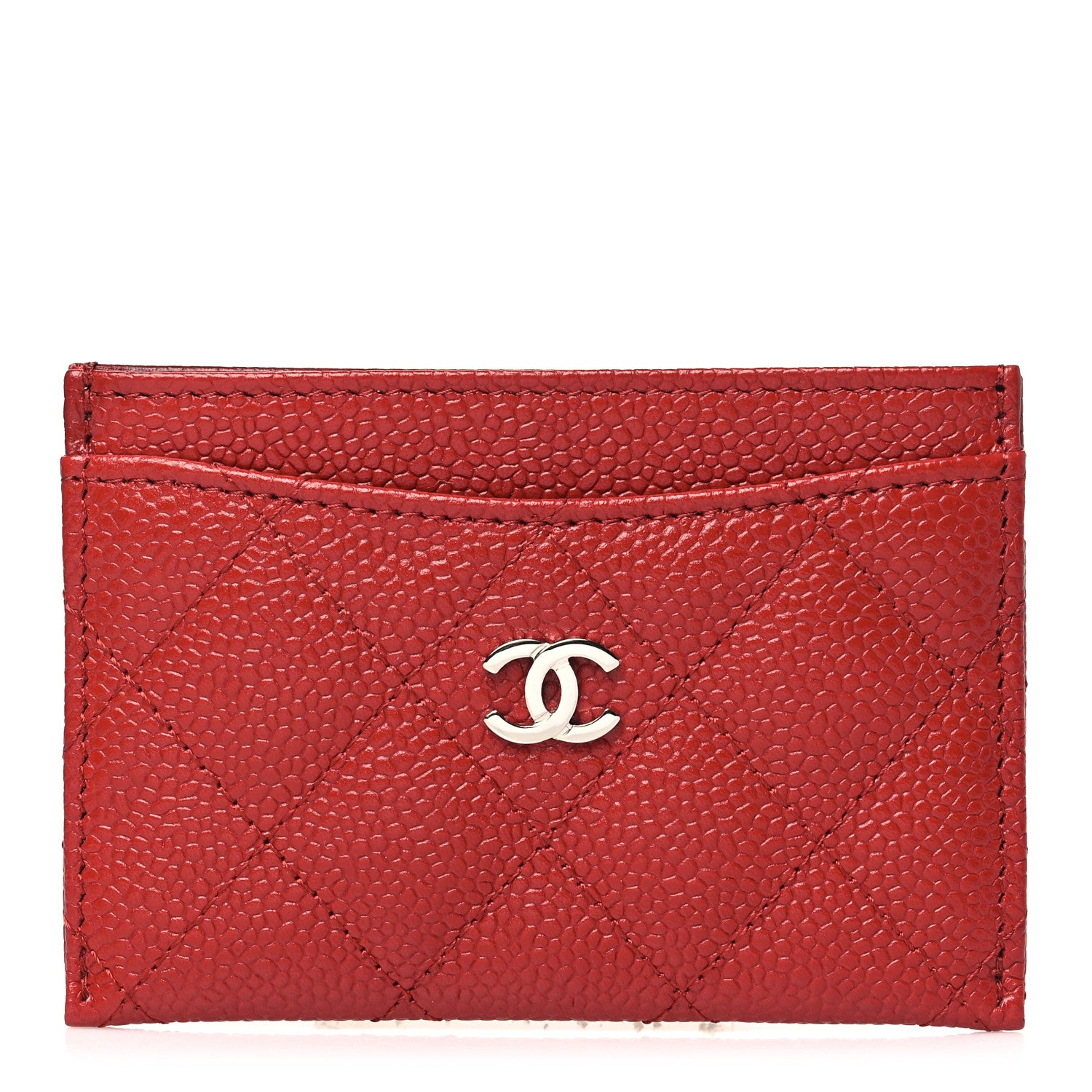 Chanel Caviar Quilted Card Holder Red 1 of 11