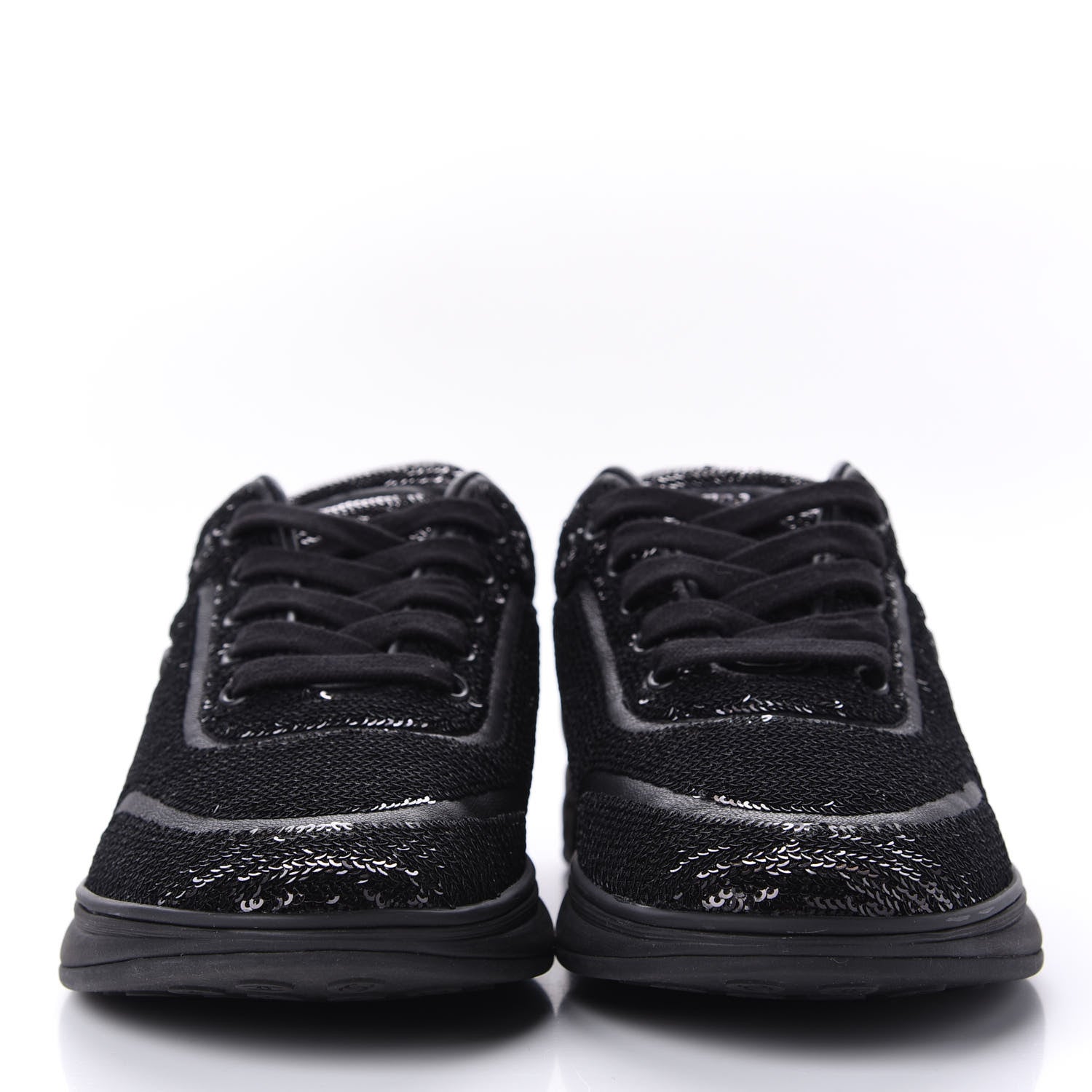 Chanel Sequin CC Sneakers 38.5 Black 2 of 10