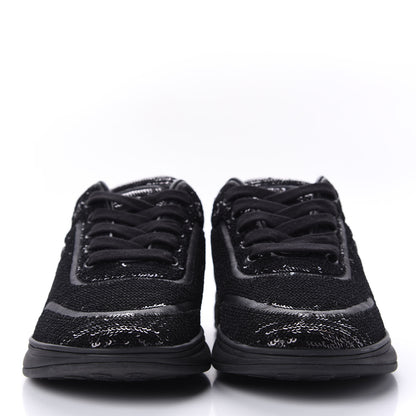 Chanel Sequin CC Sneakers 38.5 Black 2 of 10