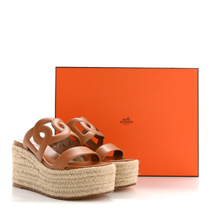 Hermes Nappa Ithea Espadrille Wedge Sandals 35 Naturel 10 of 10