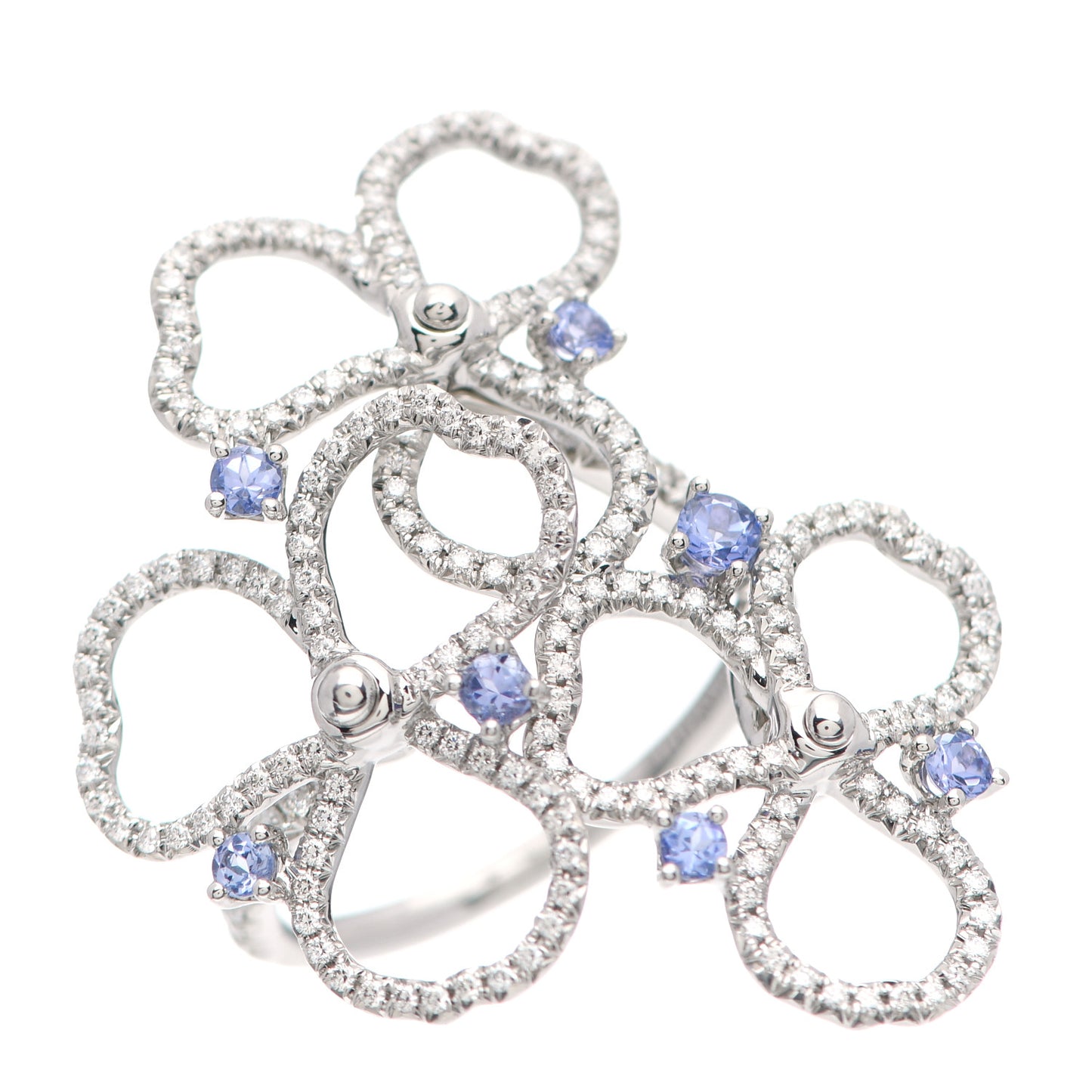 Platinum Diamond Tanzanite Paper Flowers Open Cluster Ring 51 5.75
