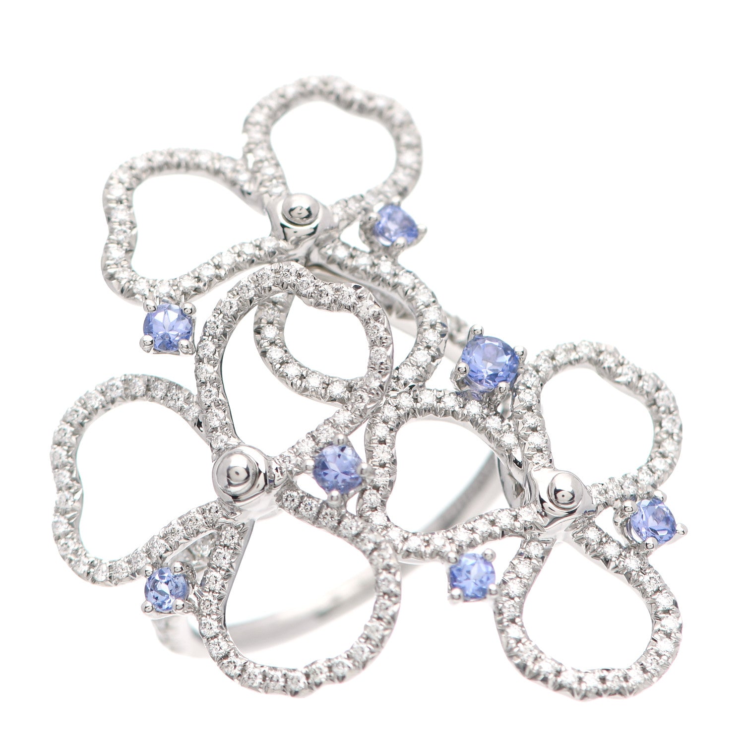 Tiffany Platinum Diamond Tanzanite Paper Flowers Open Cluster Ring 51 5.75 1 of 5