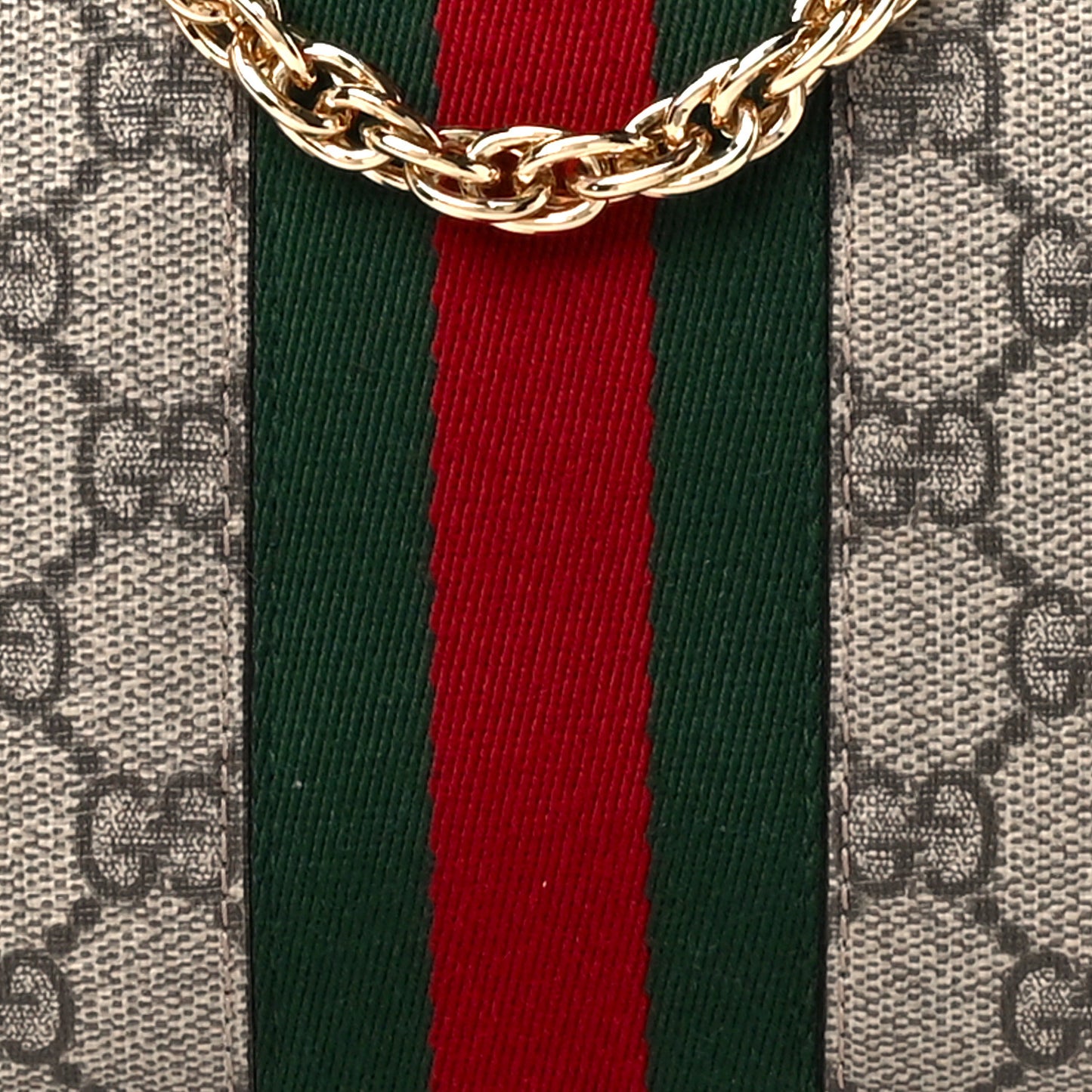 GG Supreme Monogram Web Small Ophidia Chain Shoulder Bag Brown