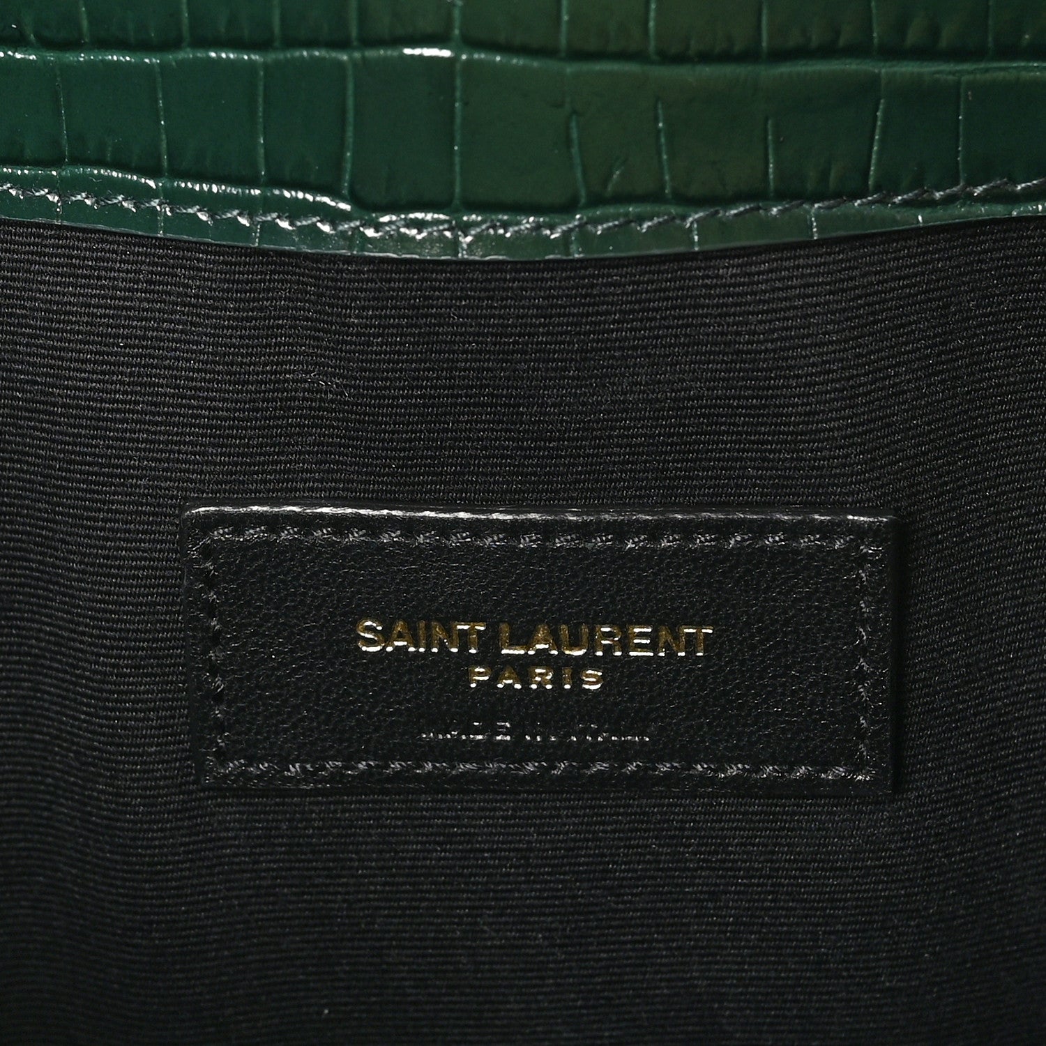 Saint Laurent Calfskin Crocodile Embossed Uptown Monogram Pouch Mint 6 of 6