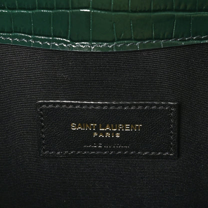 Saint Laurent Calfskin Crocodile Embossed Uptown Monogram Pouch Mint 6 of 6