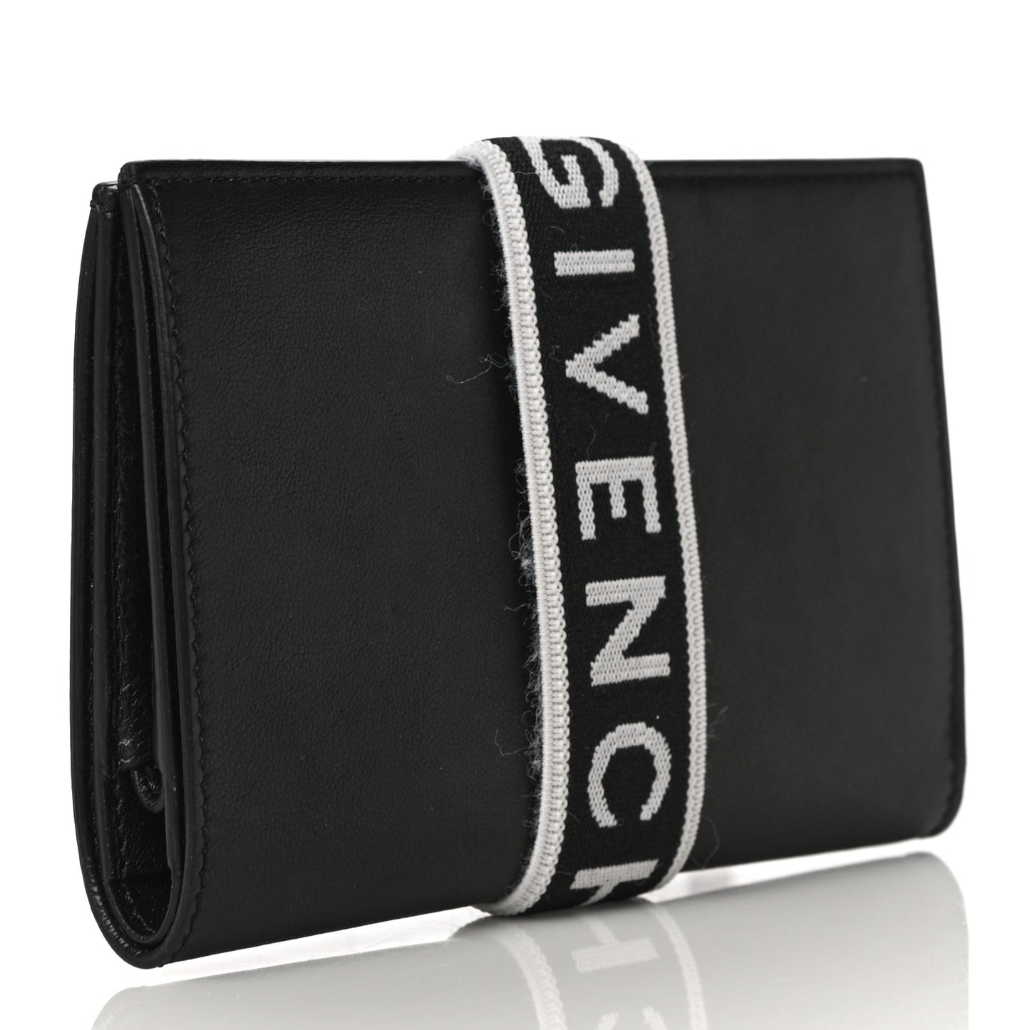Calfskin Elastic Panel Card Case Black
