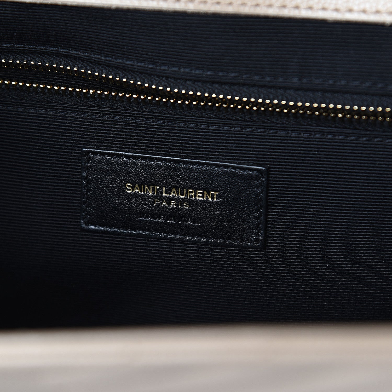 Saint Laurent Grain De Poudre Matelasse Chevron Large Monogram Satchel Beige 5 of 7