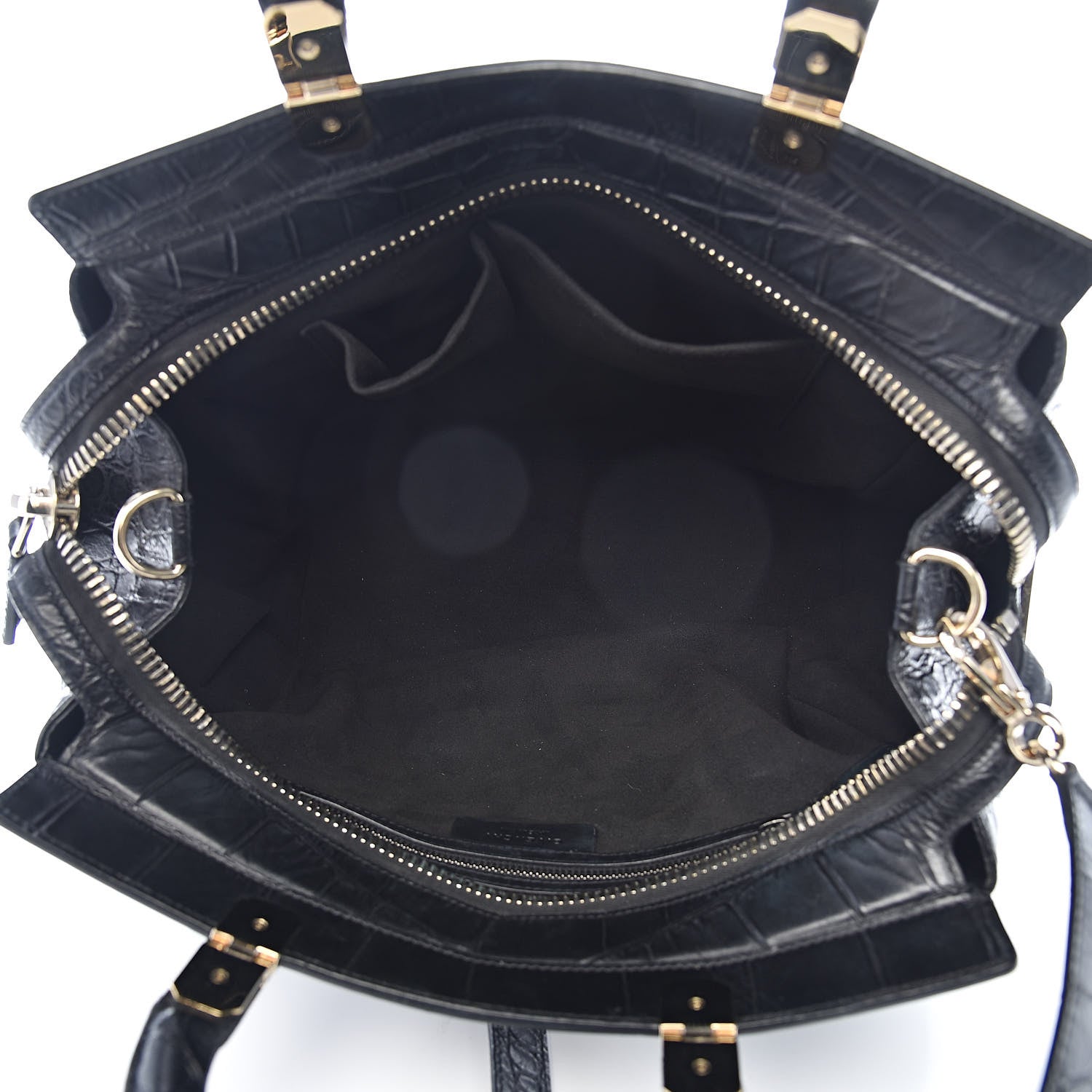 Givenchy Calfskin Crocodile Embossed Medium HDG Top Handle Bag Black 5 of 10