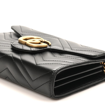 Gucci Calfskin Matelasse GG Marmont Chain Wallet Black 9 of 10