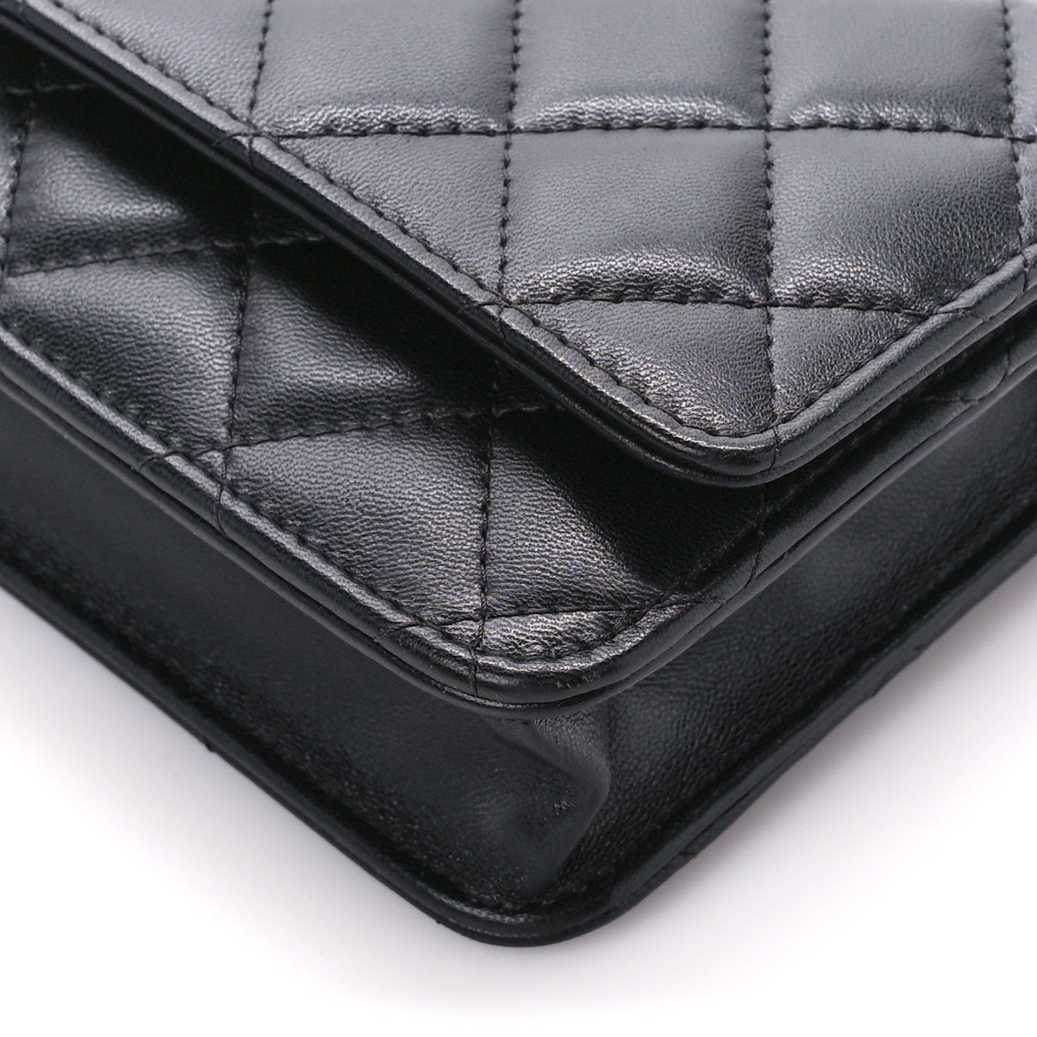 Chanel Lambskin Quilted Wallet On Chain WOC Black 11 of 11