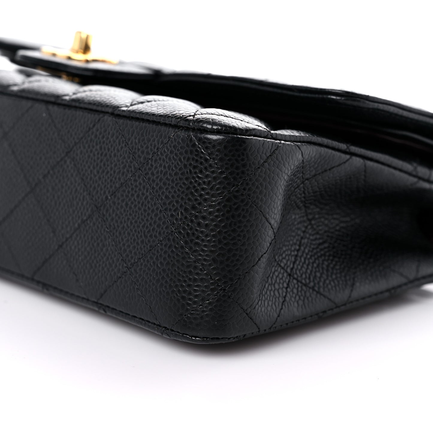 Caviar Quilted Medium Double Flap Black