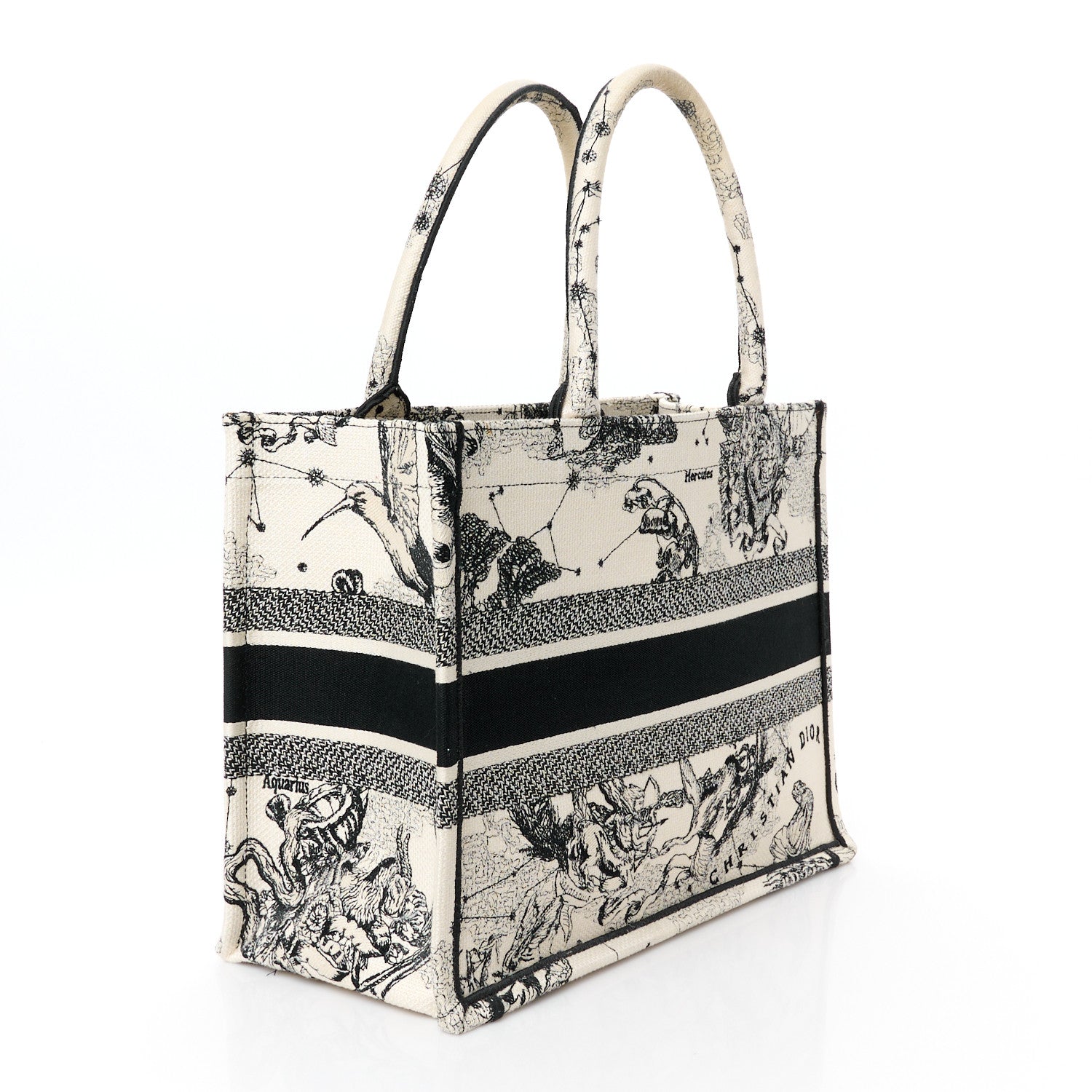 Christian Dior Canvas Zodiac Toile De Jouy Embroidered Medium Book Tote Latte 2 of 9