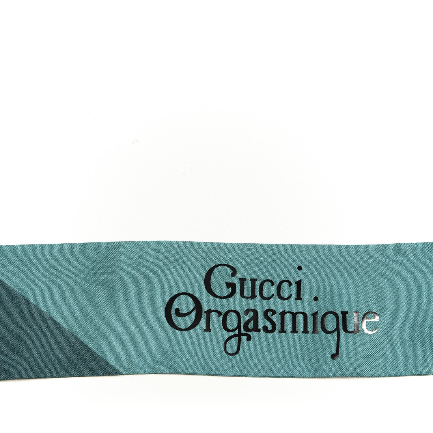 Gucci Silk Twill Gasmique Neck Bow Scarf Turquoise Blue 2 of 3