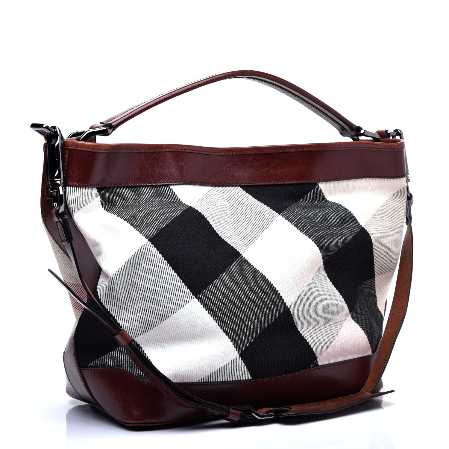 Burberry Canvas Mega Check Hobo Brown 3 of 13