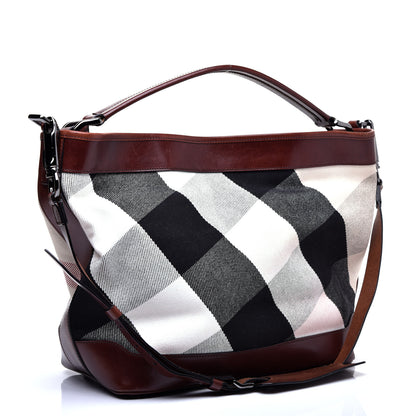 Burberry Canvas Mega Check Hobo Brown 3 of 13