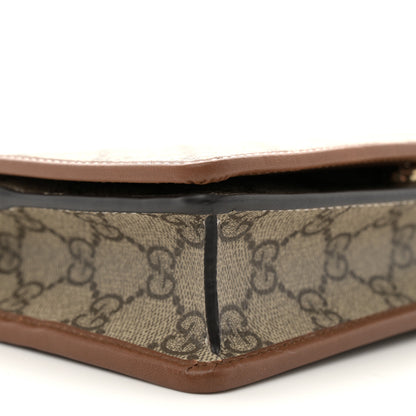 Gucci GG Supreme Monogram Textured Calfskin Emblem Super Mini Shoulder Bag Beige Dark Brown 9 of 13