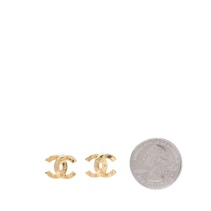 Chanel Metal CC Paris Button Stud Earrings Gold 2 of 5