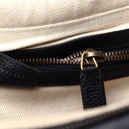 Gucci Grained Calfskin Logo Duffle Bag Black 6 of 9