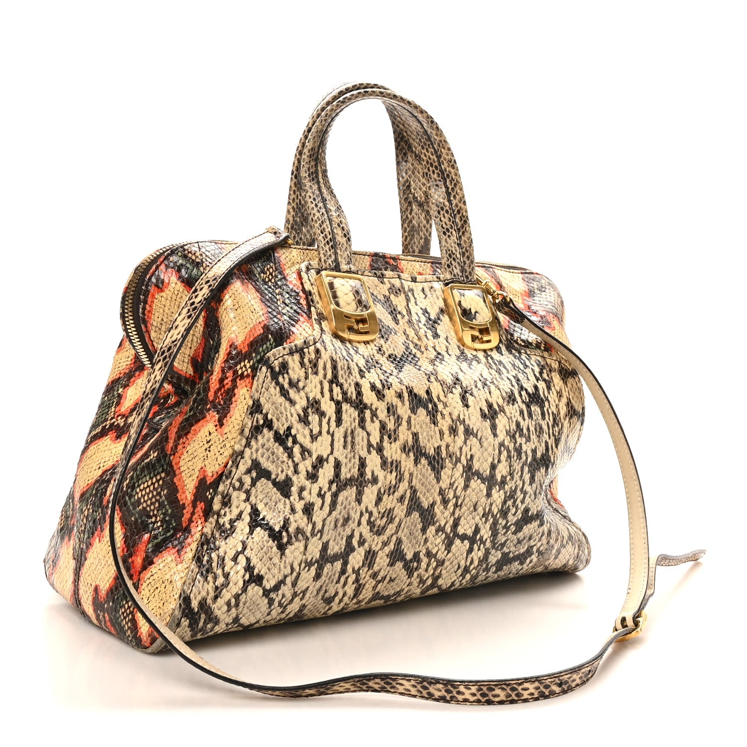 Fendi Snakeskin Large Chameleon Tote Multicolor 3 of 10