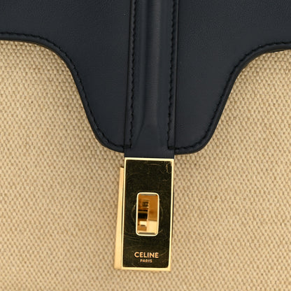 Celine Canvas Calfskin Teen Soft 16 Shoulder Bag Vanilla Navy 13 of 14