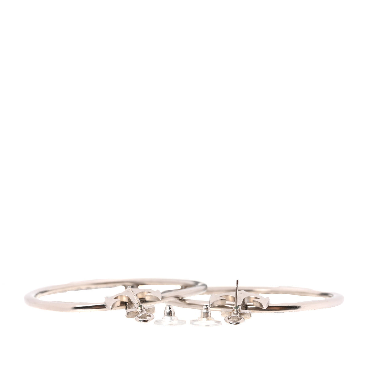 Crystal Anchor CC Hoop Earrings Silver