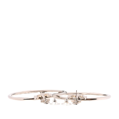 Chanel Crystal Anchor CC Hoop Earrings Silver 3 of 5