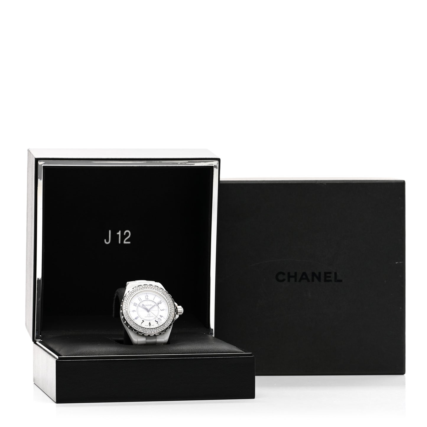 Stainless Steel Ceramic Diamond Pave Bezel 38mm J12 Automatic Watch White