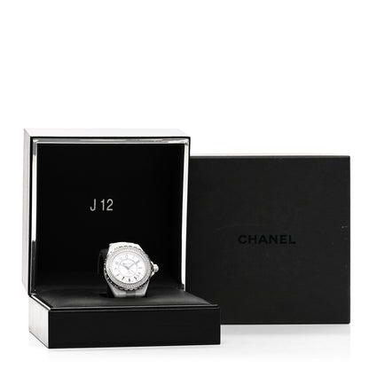Chanel Stainless Steel Ceramic Diamond Pave Bezel 38mm J12 Automatic Watch White 5 of 5