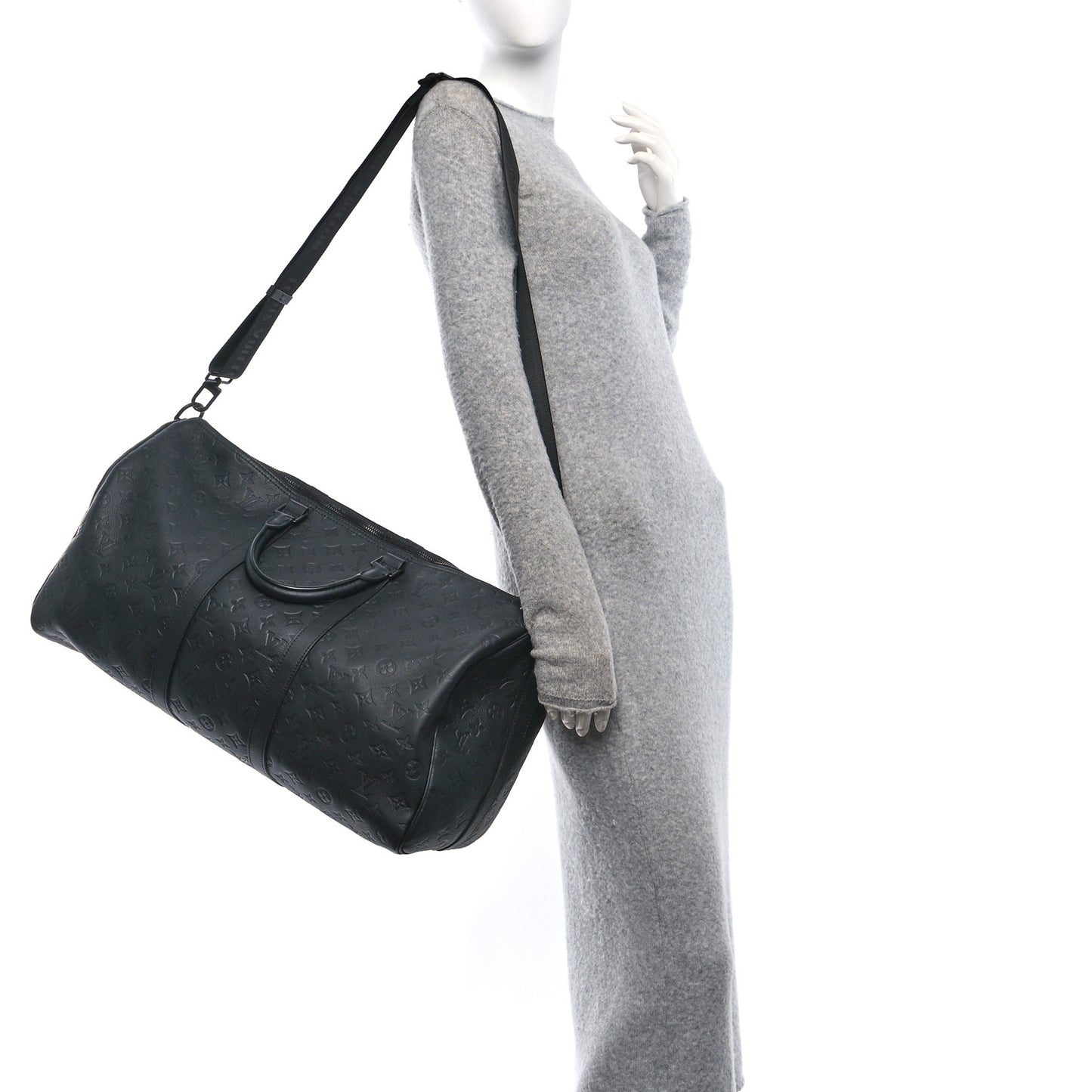 Calfskin Shadow Monogram Keepall Bandouliere 50 Black