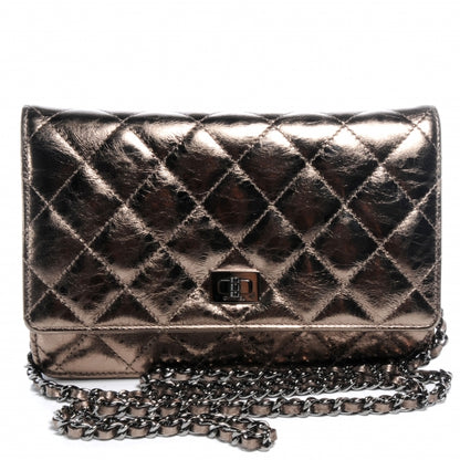 Chanel Calfskin Reissue Wallet On Chain WOC Dark Silver 1 of 8