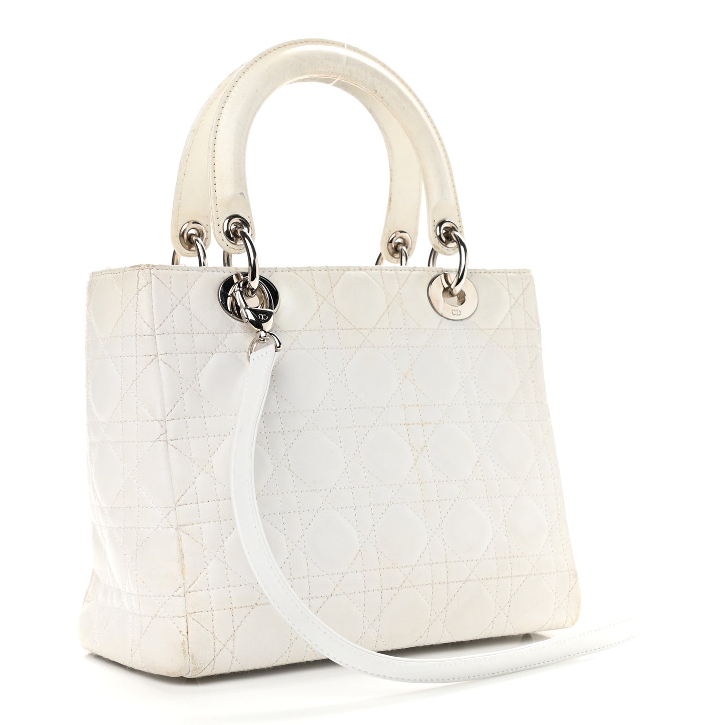 Lambskin Cannage Medium Lady Dior White