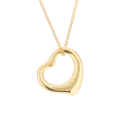 Tiffany 18K Yellow Gold 16mm Elsa Peretti Open Heart Pendant Necklace 4 of 6