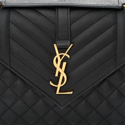 Saint Laurent Grain De Poudre Textured Mixed Matelasse Triquilt Medium Monogram Satchel Black 9 of 12