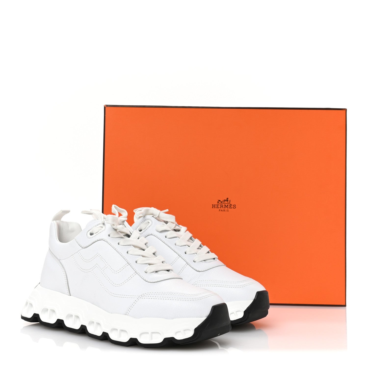 Hermes Parachute Fabric Calfskin Impulse Sneakers 37.5 White 9 of 9