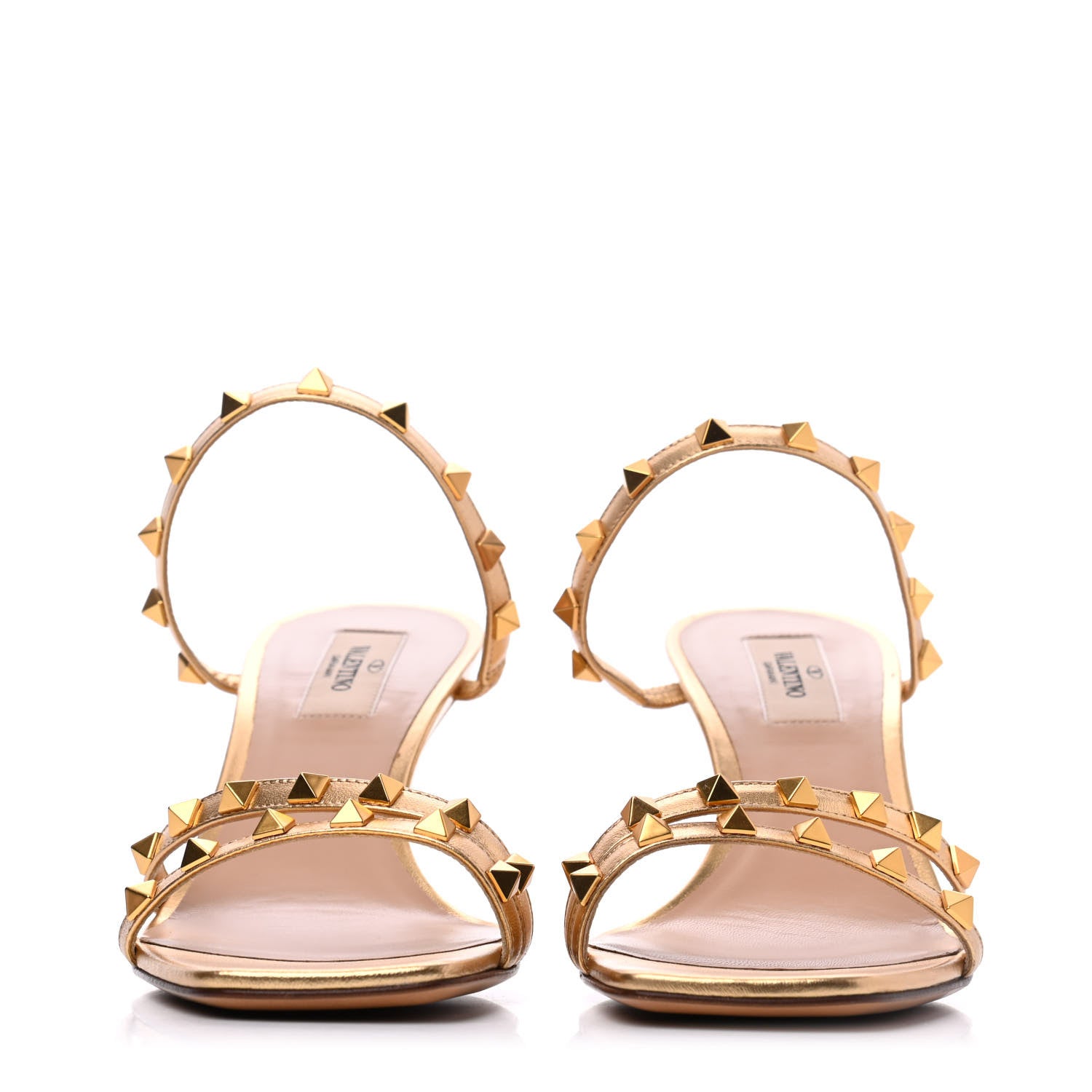 Valentino Garavani Metallic Nappa Rockstud Wedge Slide Sandals 39 Antique Brass 2 of 9