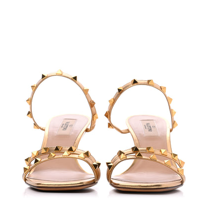 Valentino Garavani Metallic Nappa Rockstud Wedge Slide Sandals 39 Antique Brass 2 of 9